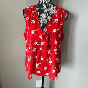 Cabi Faye Tied Up Top #5734 Red Floral Womens Blouse Colorful large